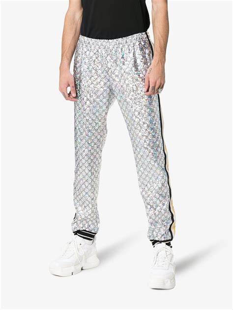 Laminated sparkling GG jersey jogging pant 